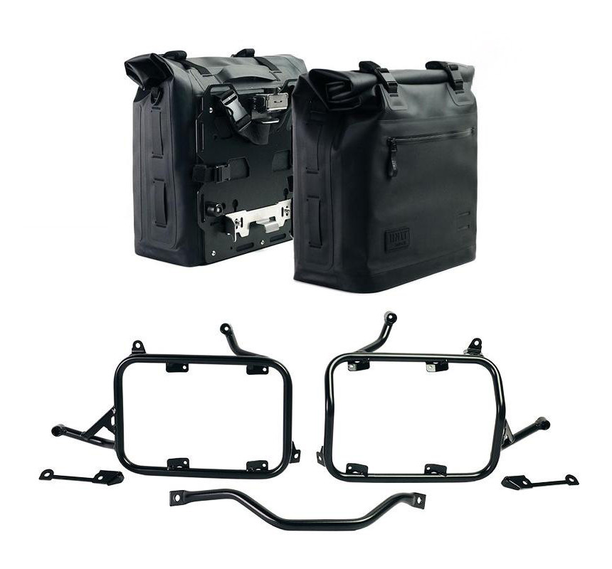 Khali TPU side panniers, 35L–45L (pair) + pair of aluminium plates + brackets for R 1300GS, Satin Black