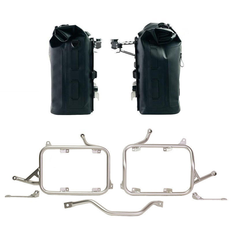 Khali TPU side panniers, 35L–45L (pair) + pair of aluminium plates + brackets for R 1300GS Silver