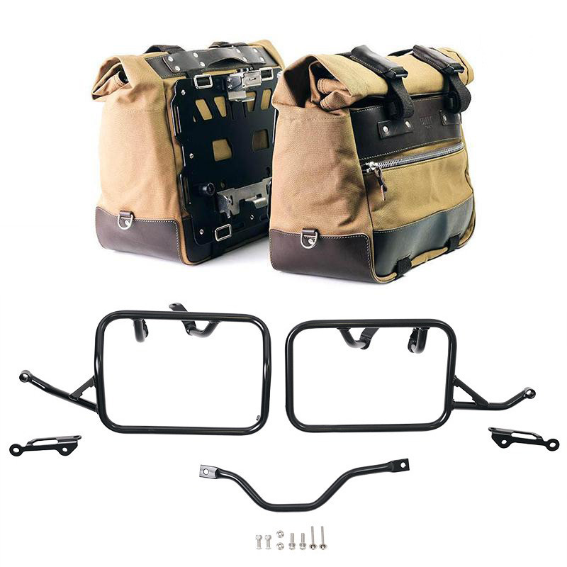 Cult canvas side panniers 40L–50L + pair of aluminium plates + mounts for R 12 G/S Beige/Brown