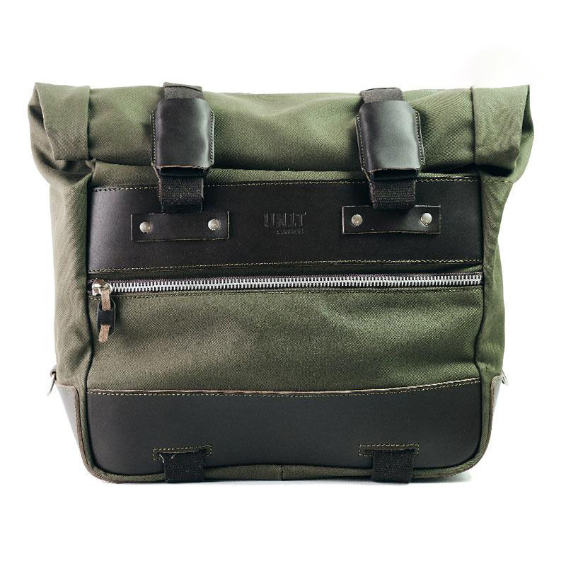 Cult canvas side panniers 40L–50L + pair of aluminium plates + brackets for R 12 G/S Green/Brown