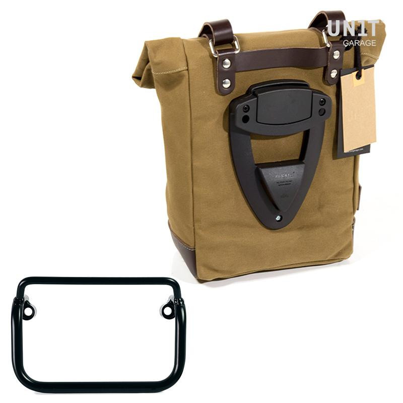 10L–14L canvas side pannier + right-hand exhaust bracket for the R 18