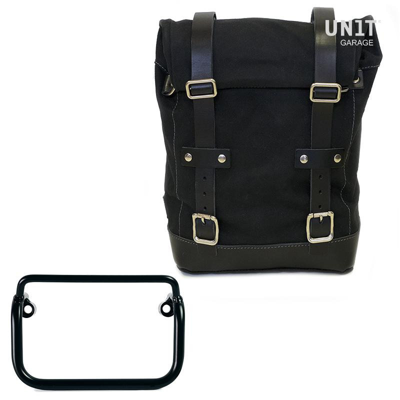 10L–14L canvas side pannier + right-hand exhaust bracket for the R 18