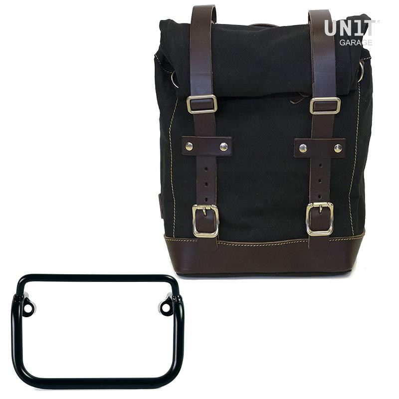 10L–14L canvas side pannier + right-hand exhaust bracket for the R 18