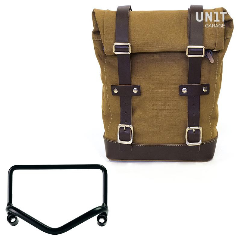 10L–14L canvas side pannier + Fishtail exhaust bracket for the R 18
