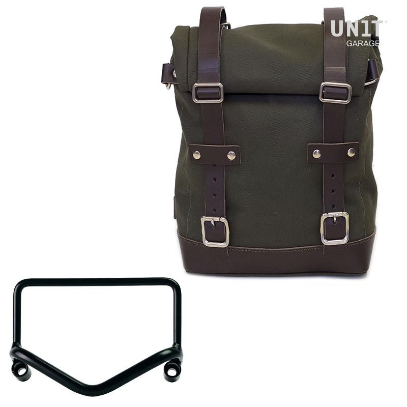 Sacoche latérale en toile 10L-14L + support pour échappement Fishtail