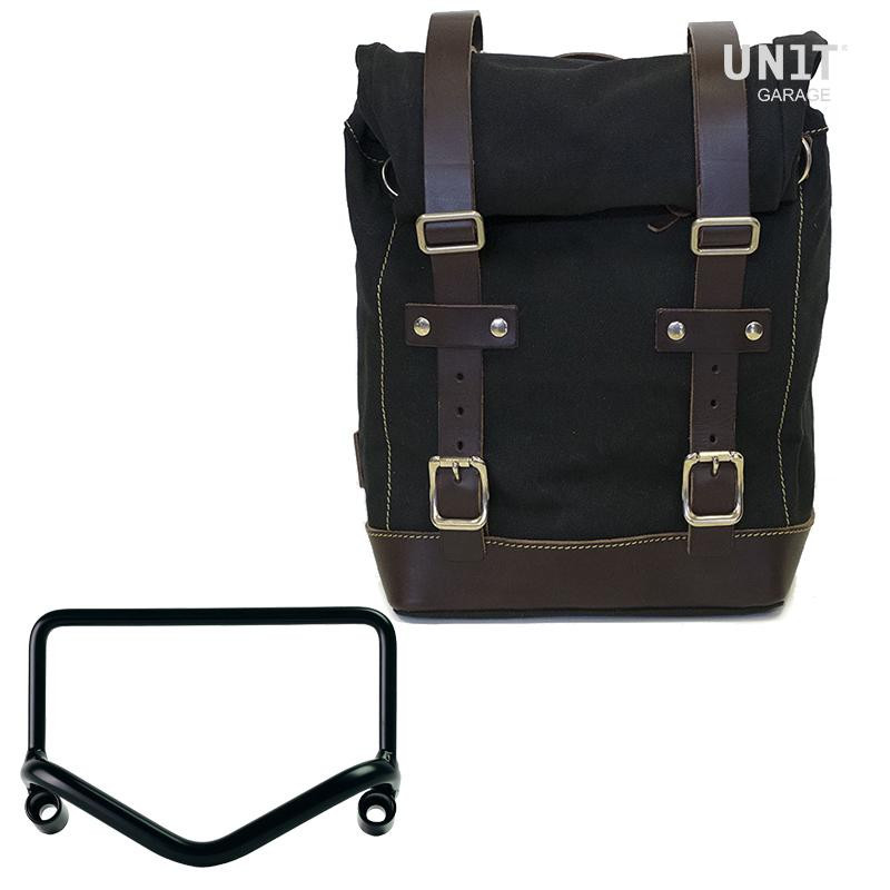 10L–14L canvas side pannier + Fishtail exhaust bracket for the R 18