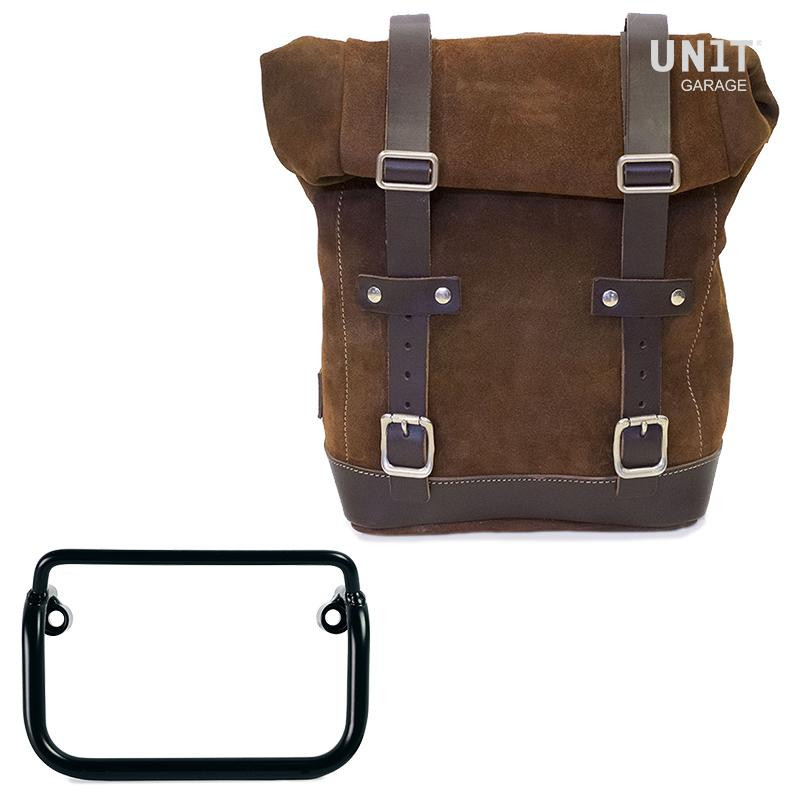 10L–14L suede side pannier + right-hand exhaust bracket for the R 18