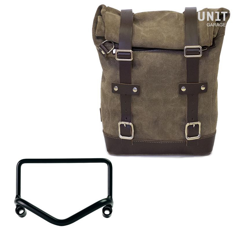Sacoche latérale en daim 10L-14L + support pour échappement Fishtail p