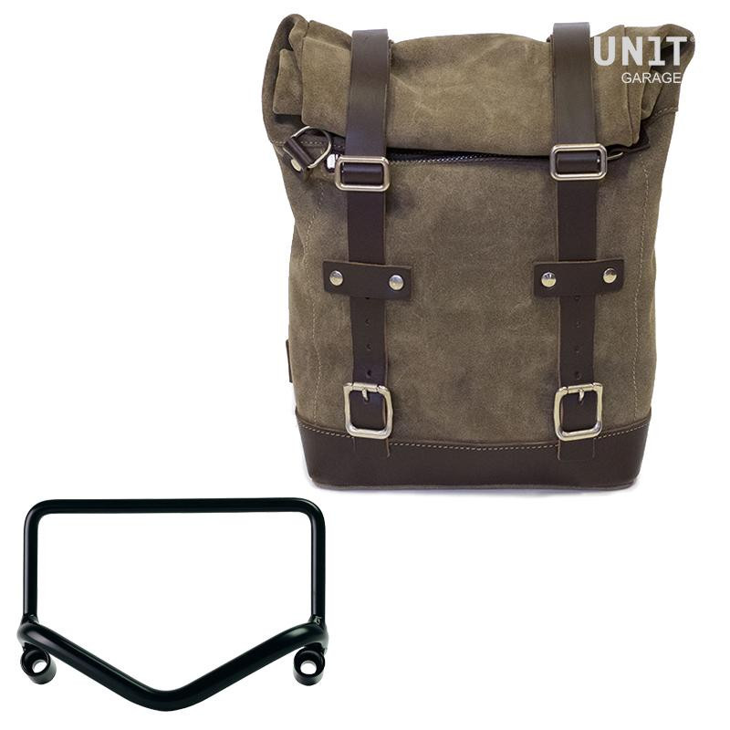 Sacoche latérale en daim 10L-14L + support pour échappement Fishtail pour R 18