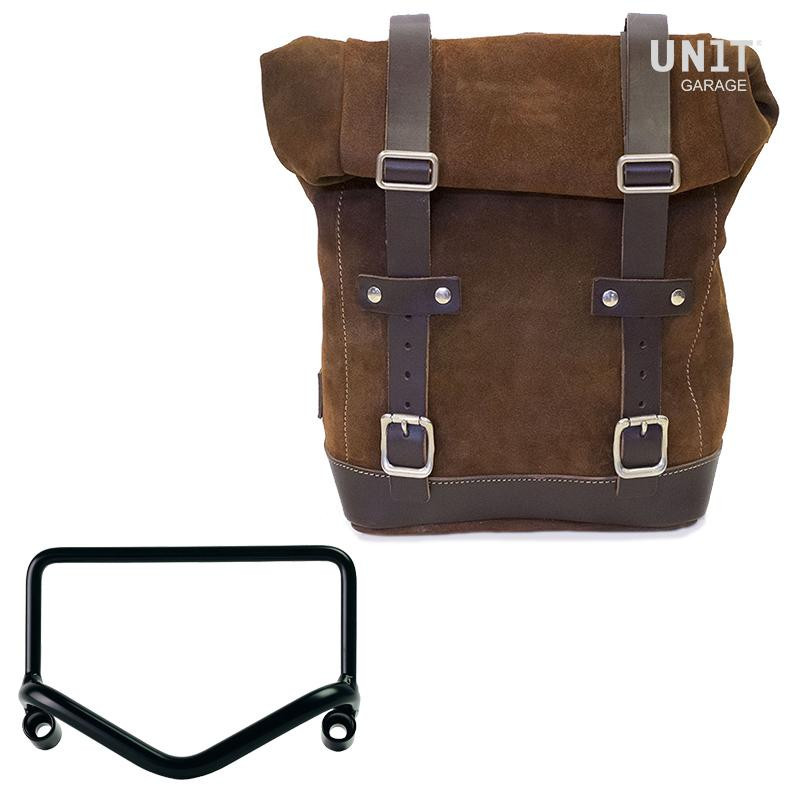 Sacoche latérale en daim 10L-14L + support pour échappement Fishtail p