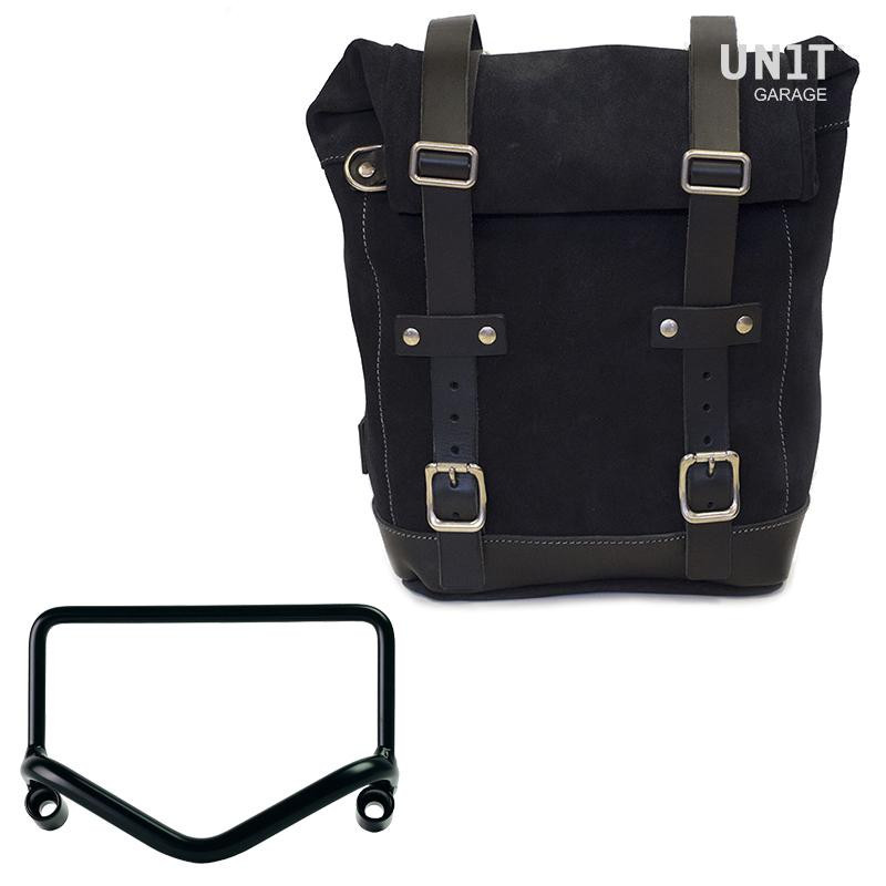 Sacoche latérale en daim 10L-14L + support pour échappement Fishtail p
