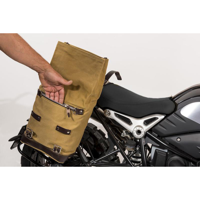 Scram canvas side pannier, 22L–30L, plus left-hand mount for the R nineT