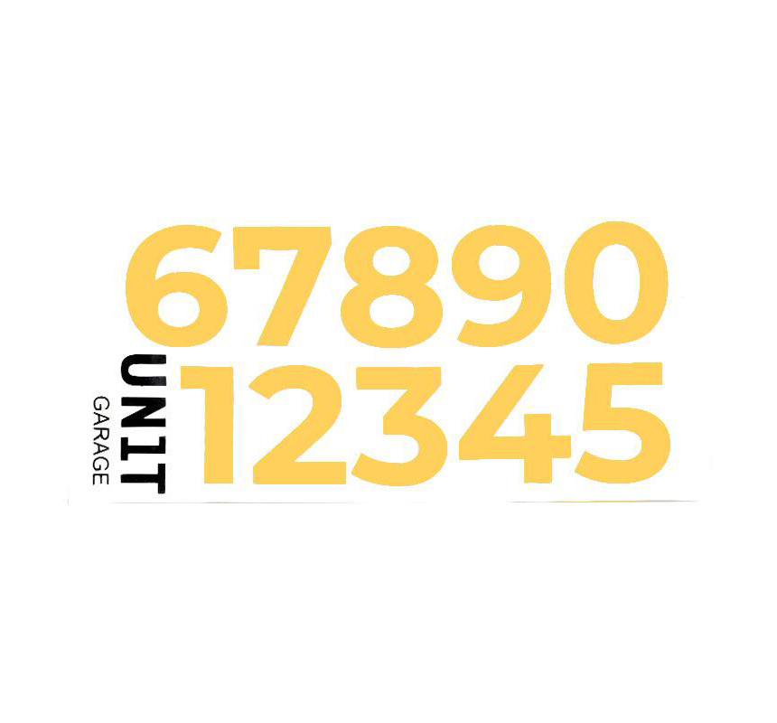 Yellow adhesive numbers - L'atelier Bleu Motostore