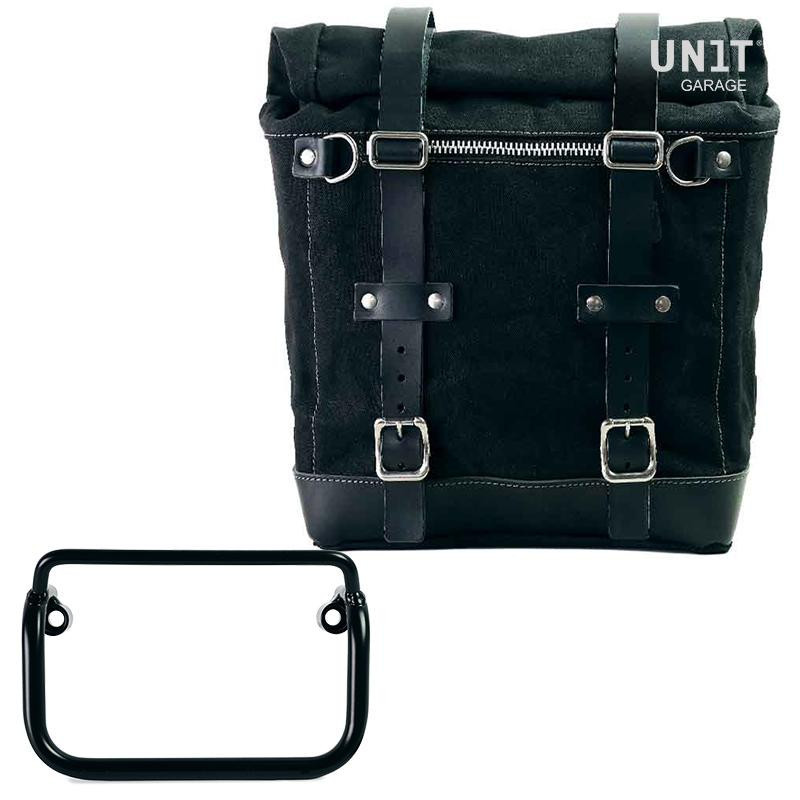 Scram canvas side pannier, 22L–30L, + right-hand exhaust bracket for the R 18