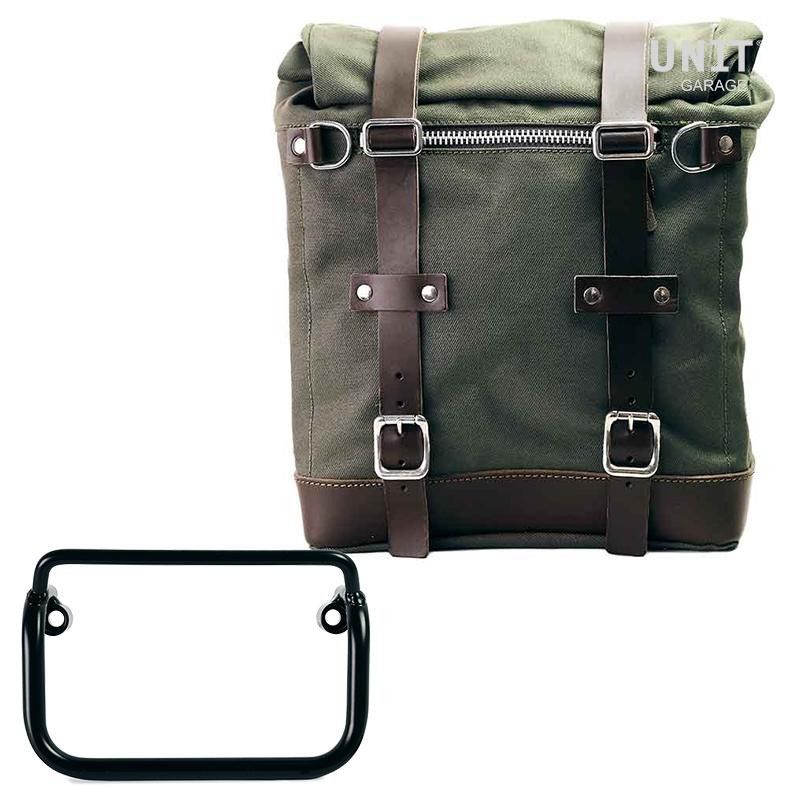Scram canvas side pannier, 22L–30L, + right-hand exhaust bracket for the R 18