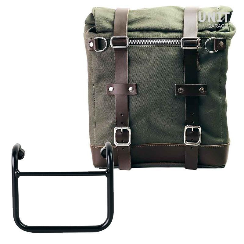 Scram canvas side pannier, 22L–30L, + right-hand exhaust bracket for the R 18