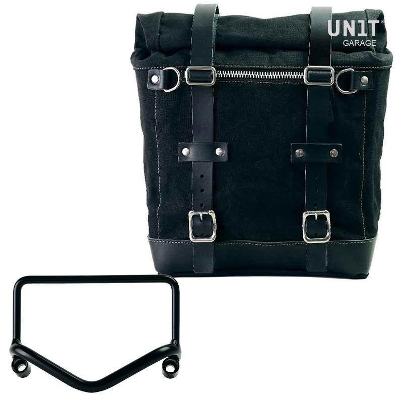 Scram canvas side pannier, 22L–30L, + Fishtail exhaust bracket for the R 18