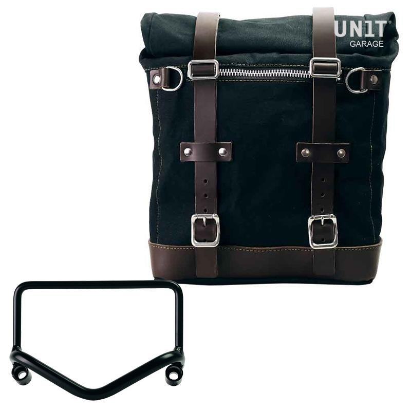 Scram canvas side pannier, 22L–30L, + Fishtail exhaust bracket for the R 18