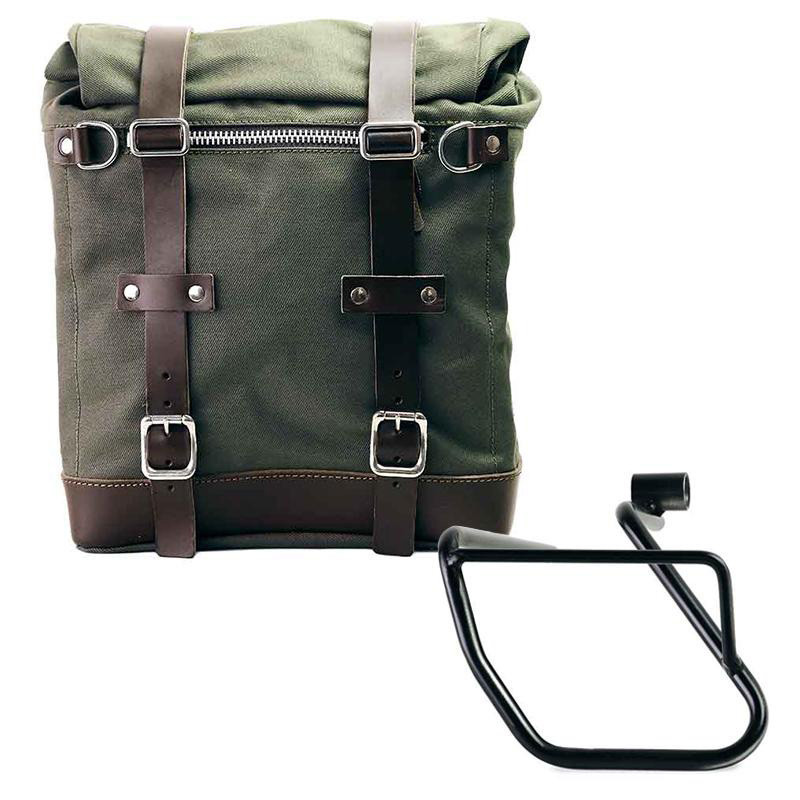 Scram canvas side pannier, 22L–30L, plus left-hand mount for the CE 04