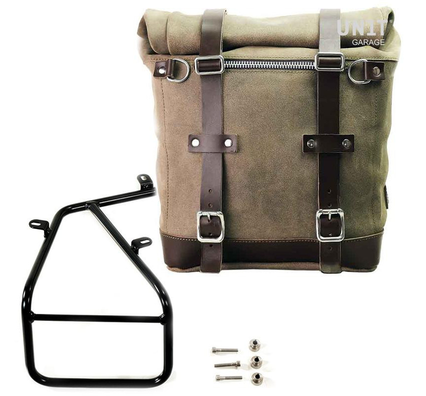 Sacoche latérale Scram en daim 22L-30L + support gauche pour R nineT