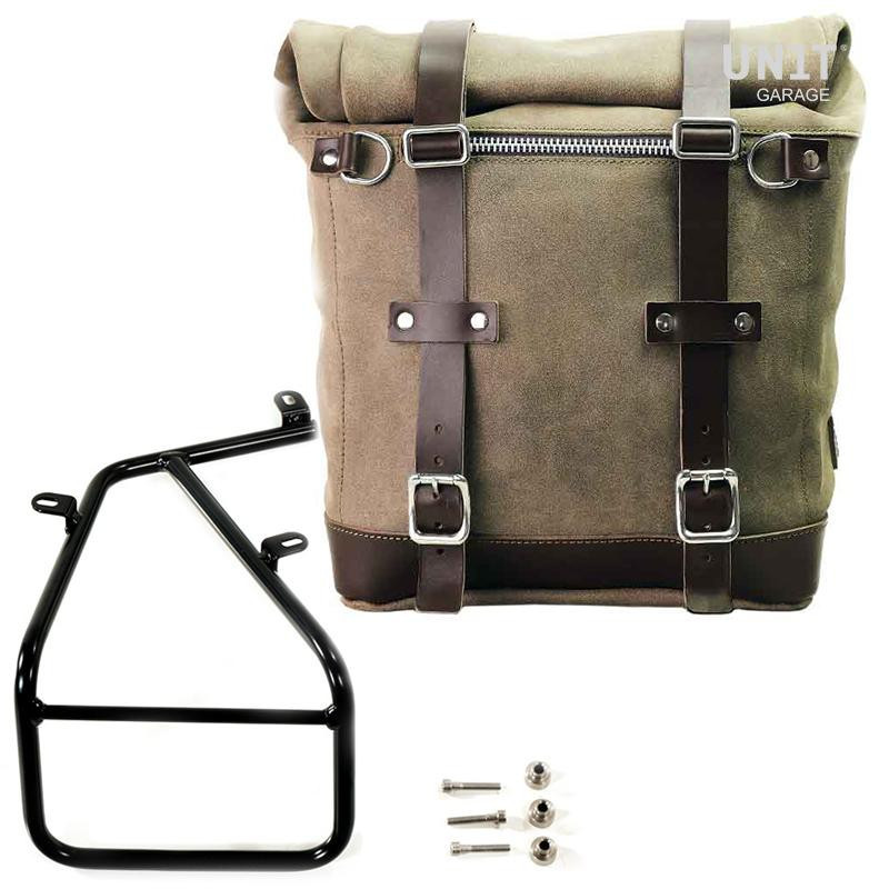 Sacoche latérale Scram en daim 22L-30L + support gauche pour R nineT