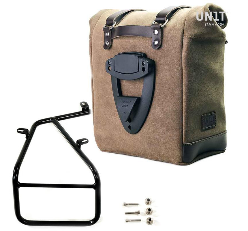 Scram suede side pannier, 22L–30L, plus left-hand mount for the R nineT
