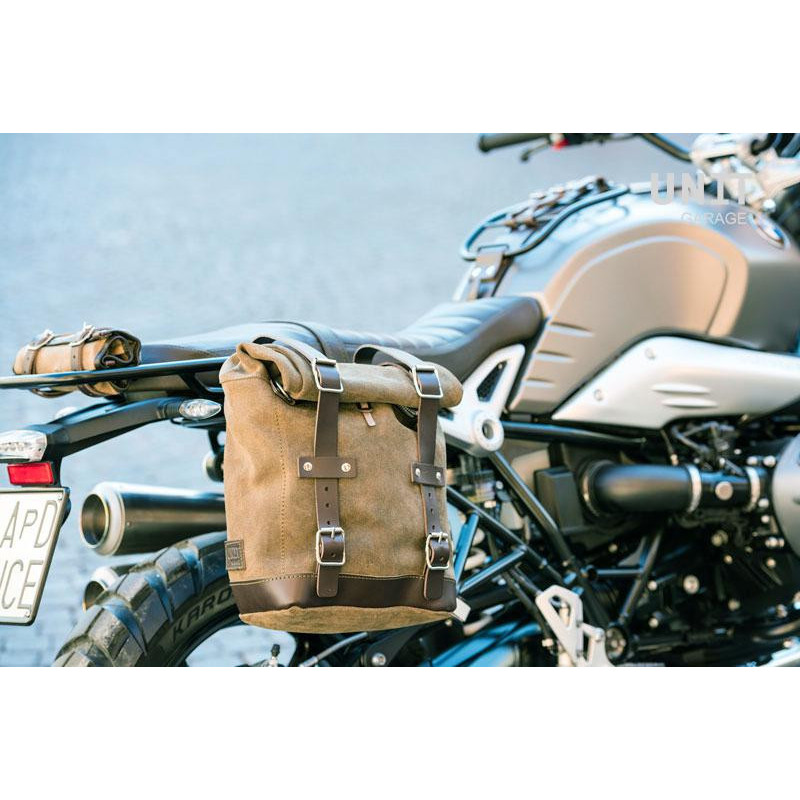 Sacoche latérale Scram en daim 22L-30L + support gauche pour R nineT