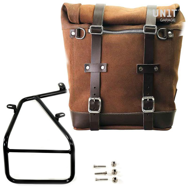 Scram suede side pannier, 22L–30L, plus left-hand mount for the R nineT