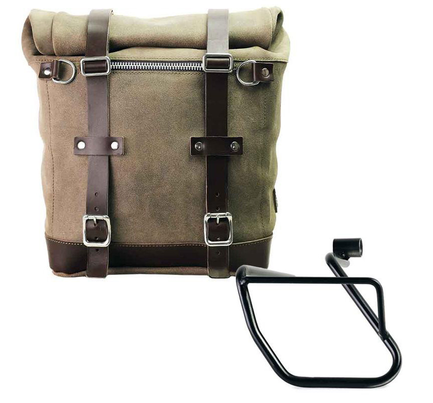 Sacoche latérale Scram en daim 22L-30L + support gauche pour CE 04