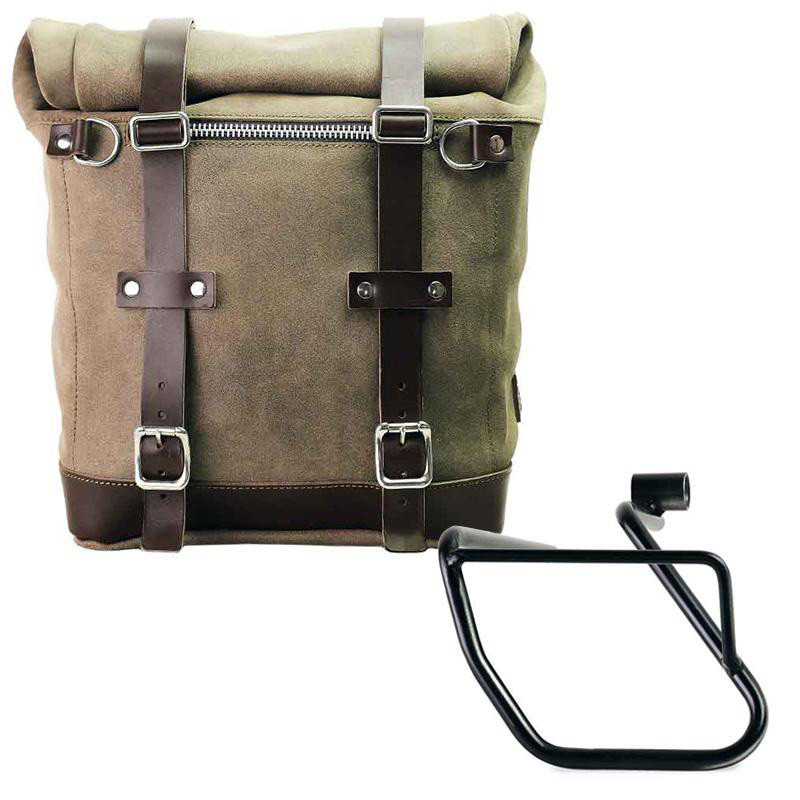 Sacoche latérale Scram en daim 22L-30L + support gauche pour CE 04