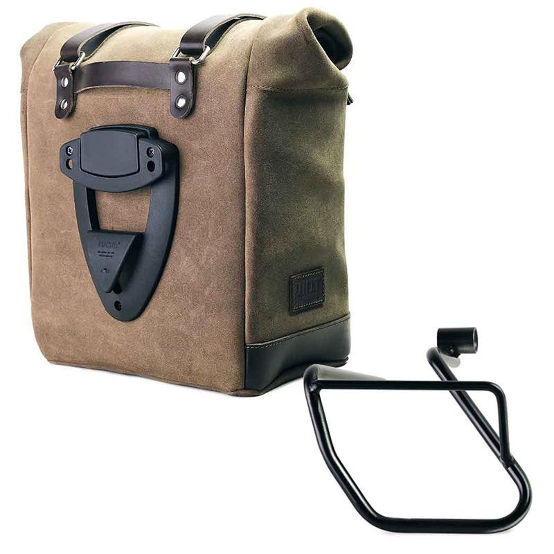Scram suede side pannier, 22L–30L, plus left-hand mount for the CE 04