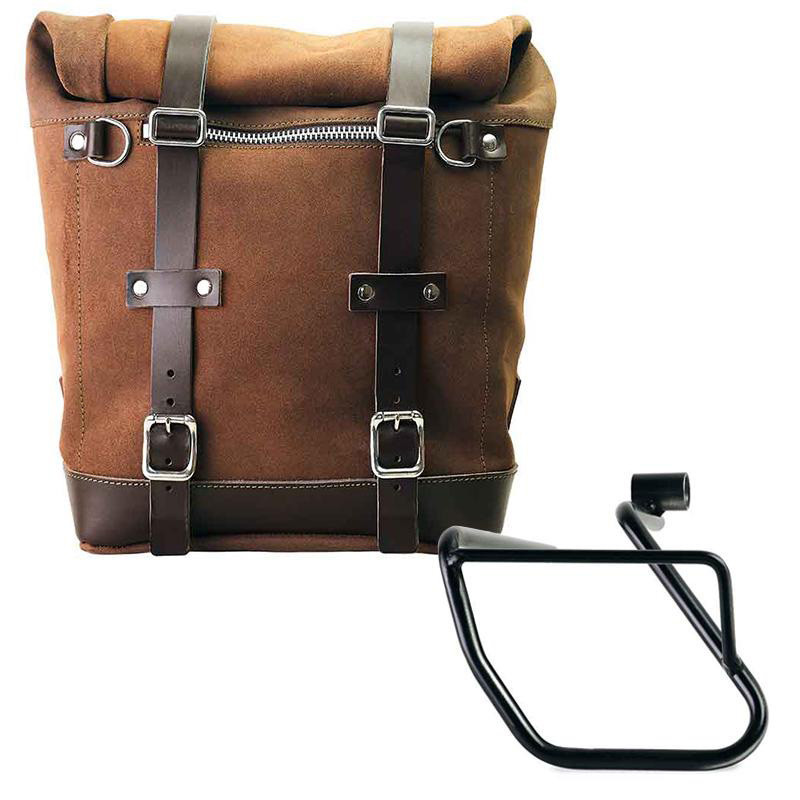Scram suede side pannier, 22L–30L, plus left-hand mount for the CE 04
