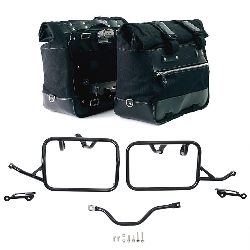 Sacoches latérales Cult en toile 40L-50L + paire de plaques aluminium + supports pour R 12 G/S