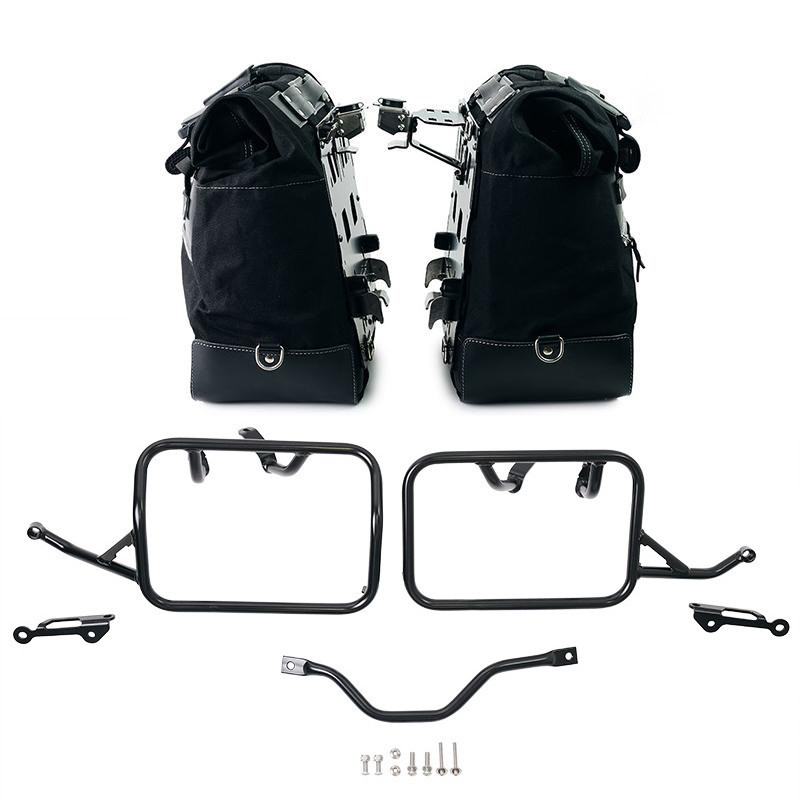Sacoches latérales Cult en toile 40L-50L + paire de plaques aluminium + supports pour R 12 G/S