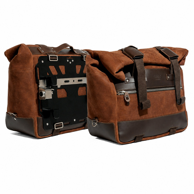 Sacoches latérales Cult en daim 40L-50L + paire de plaques aluminium