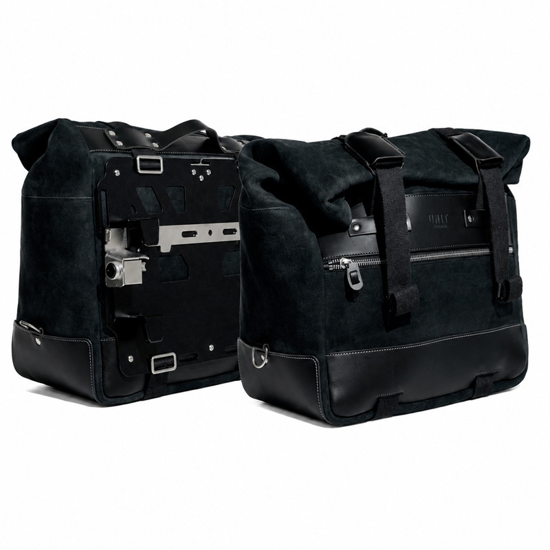 Sacoches latérales Cult en daim 40L-50L + paire de plaques aluminium
