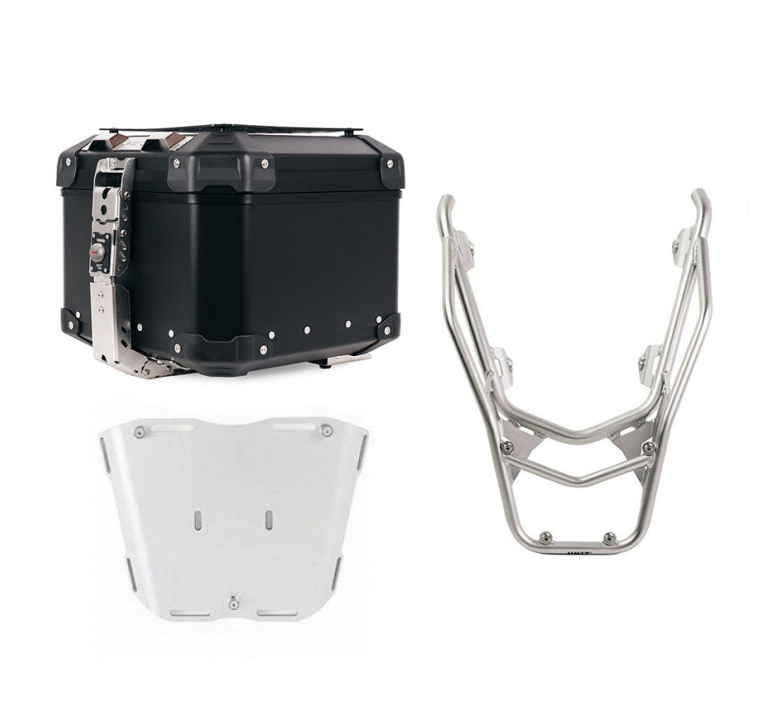 Top case Atlas 44L + porte-bagages argent avec poignées passager pour