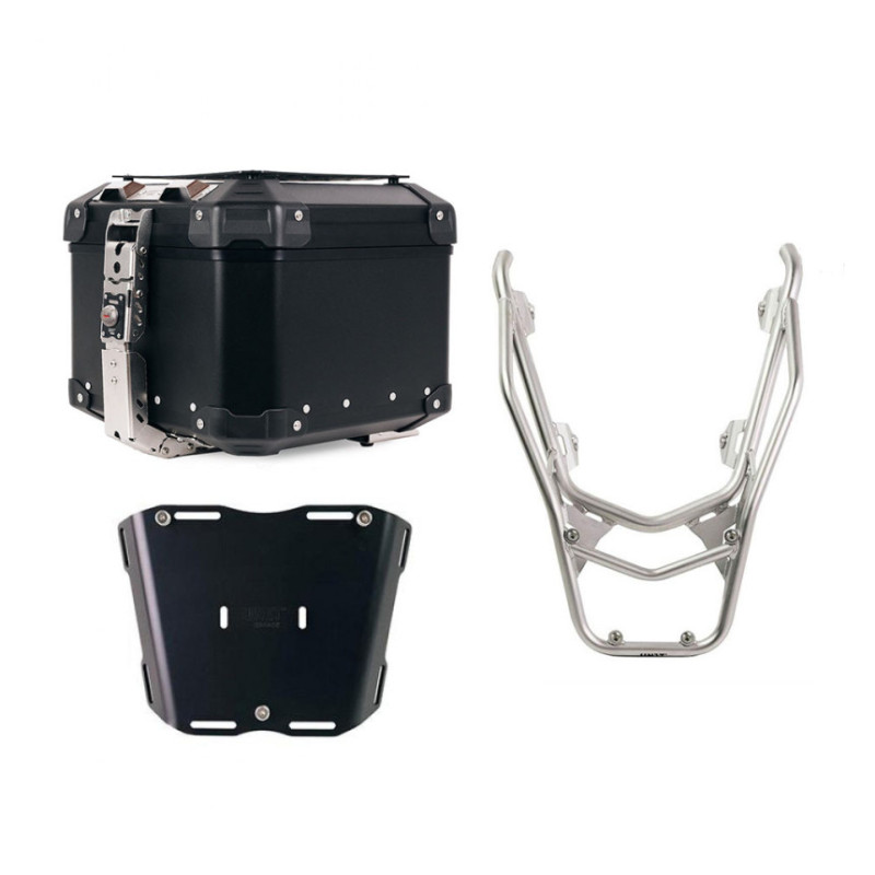 Top case Atlas 44L + porte-bagages argent avec poignées passager pour
