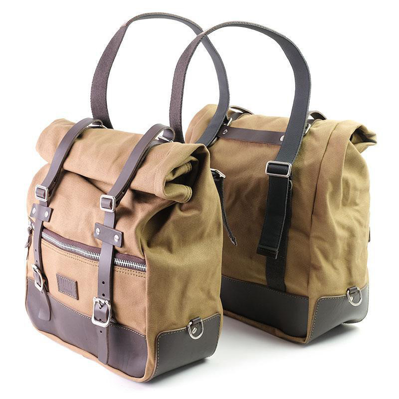 Universal 19L–23L canvas side panniers – L'atelier Bleu Motostore
