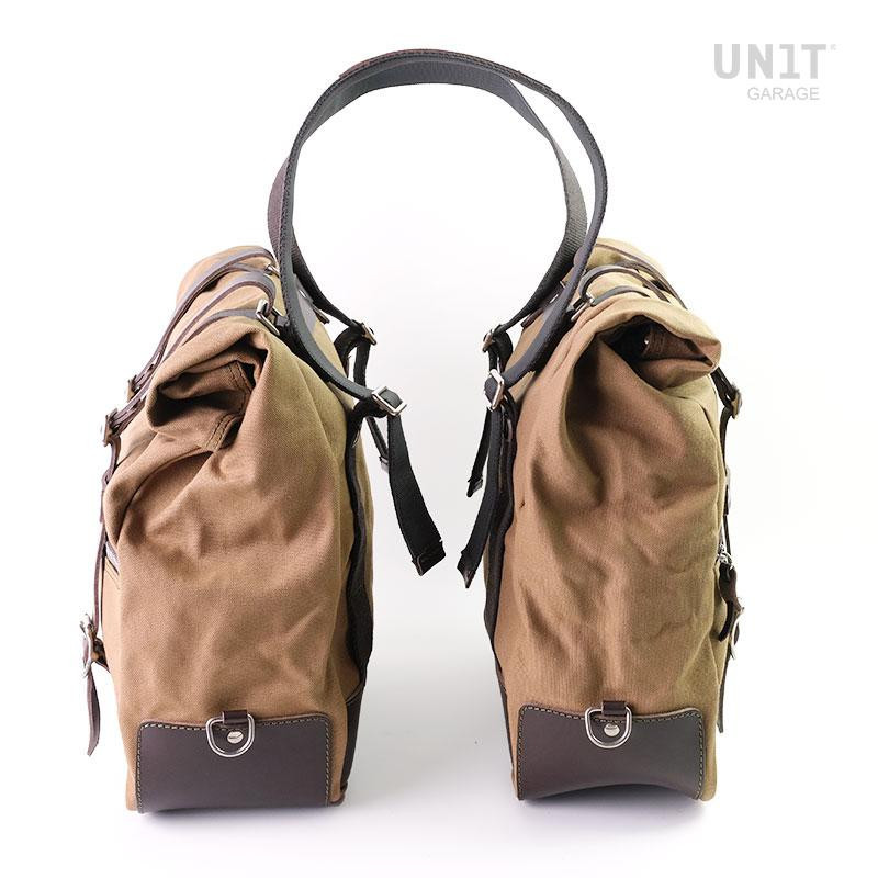 Universal 19L–23L canvas side panniers – L'atelier Bleu Motostore
