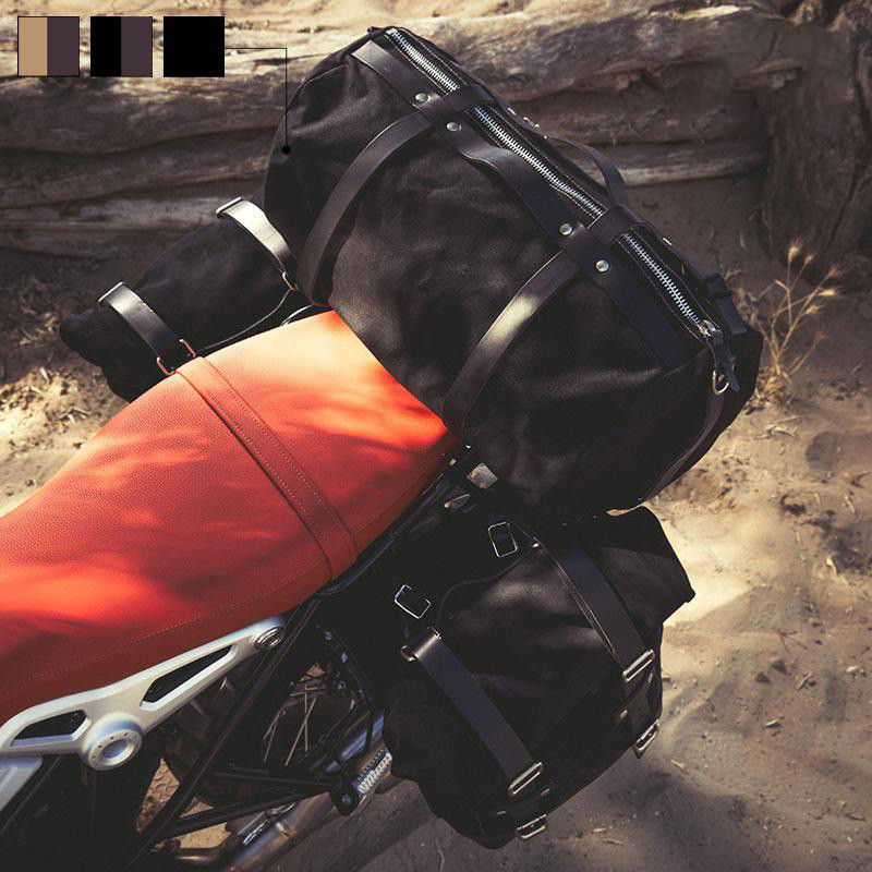 Kalahari 25L Canvas Saddle Bag - L'atelier Bleu Motostore